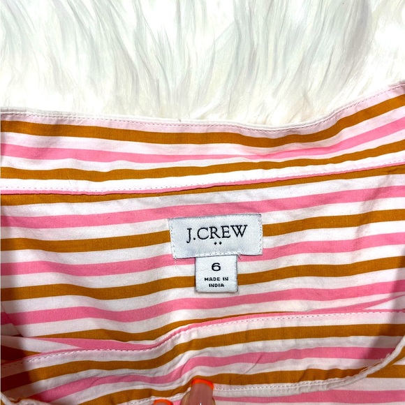 J crew Classic striped high low blouse with shoulder button accent Size 6 CB154 - Picture 3 of 5